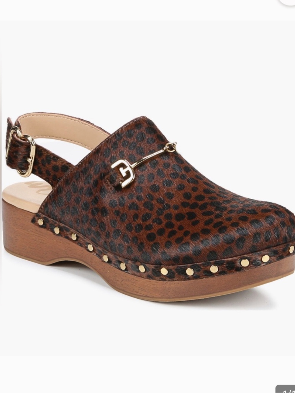Sam Edelman Hilda Leopard Print Slingback Clog with Studded Wood Heel - Picture 1 of 7